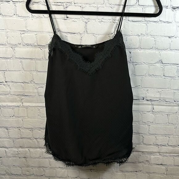 👚 Zara Basic Black Camisole Shirt - Size Extra Small - Picture 1 of 4
